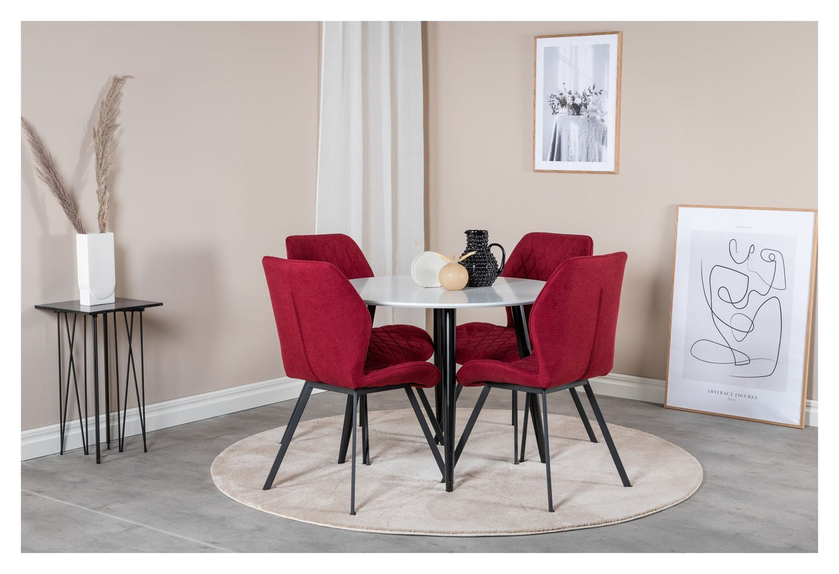 Gemma Dining chair, Red, Black metal legs