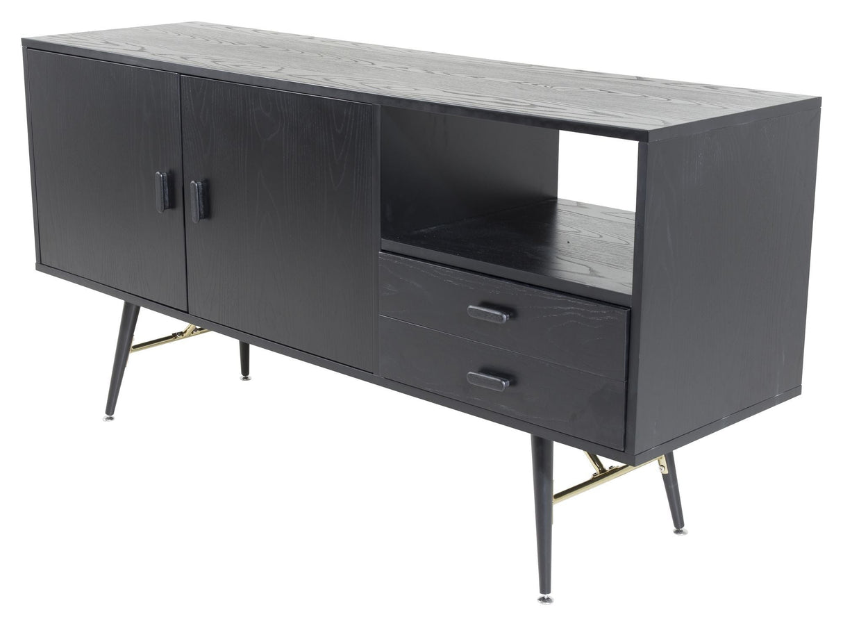 Gold Sideboard, Black veneer with brass