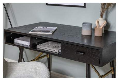 Gold Desk, Black veneer with brass