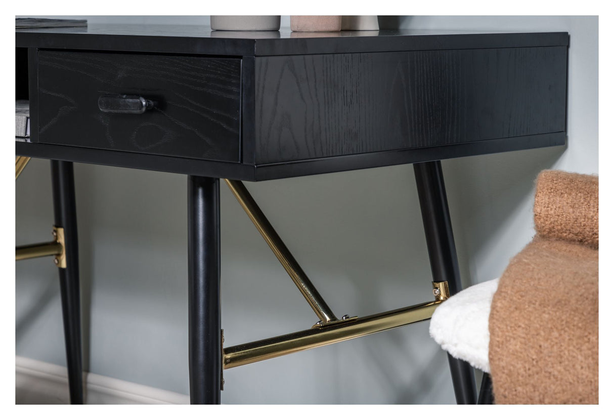 Gold Desk, Black veneer with brass