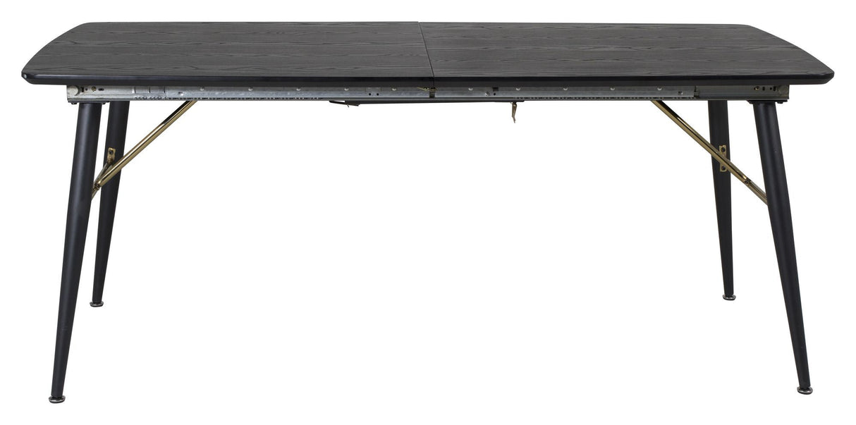 Gold Dining table with pull-out, Black veneer, 180x85