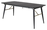 Gold Dining table with pull-out, Black veneer, 180x85