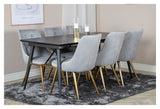 Gold Dining table with pull-out, Black veneer, 180x85