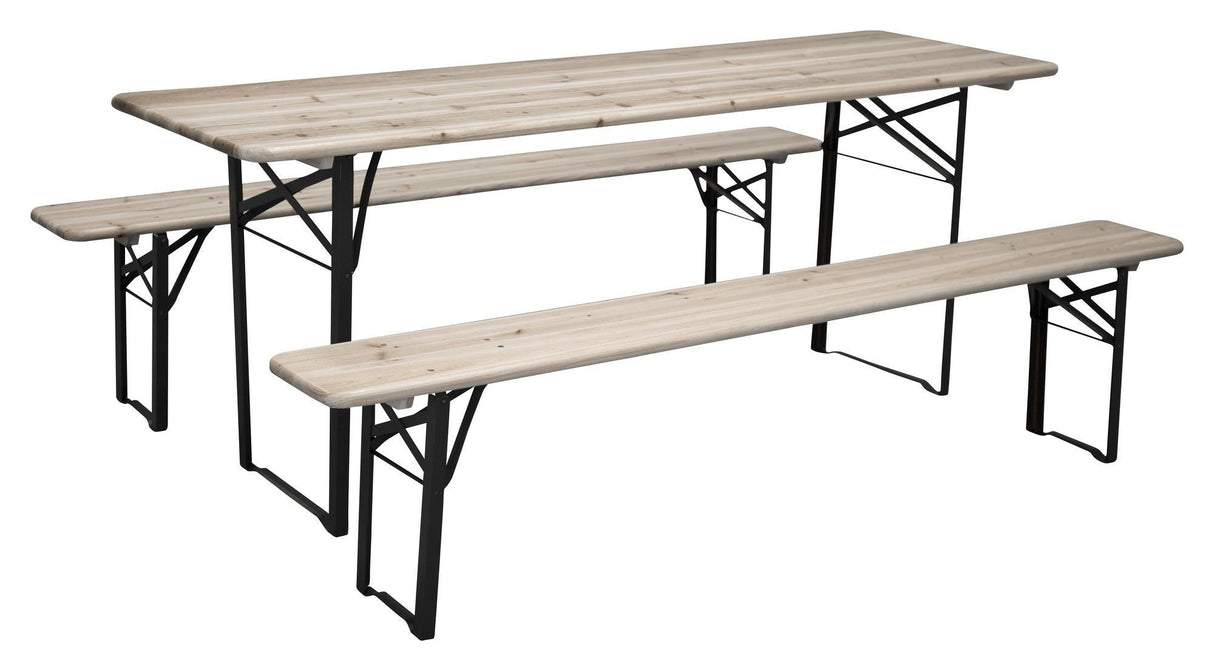 Guniess Folding table with benches, Black