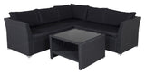 Haiti corner sofa with table. Black braid with black cushions