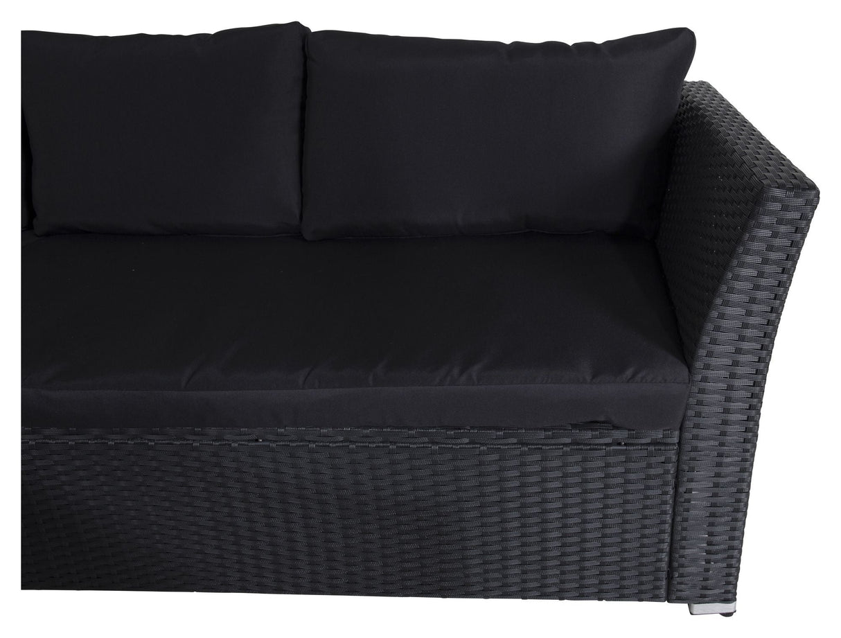 Haiti corner sofa with table. Black braid with black cushions