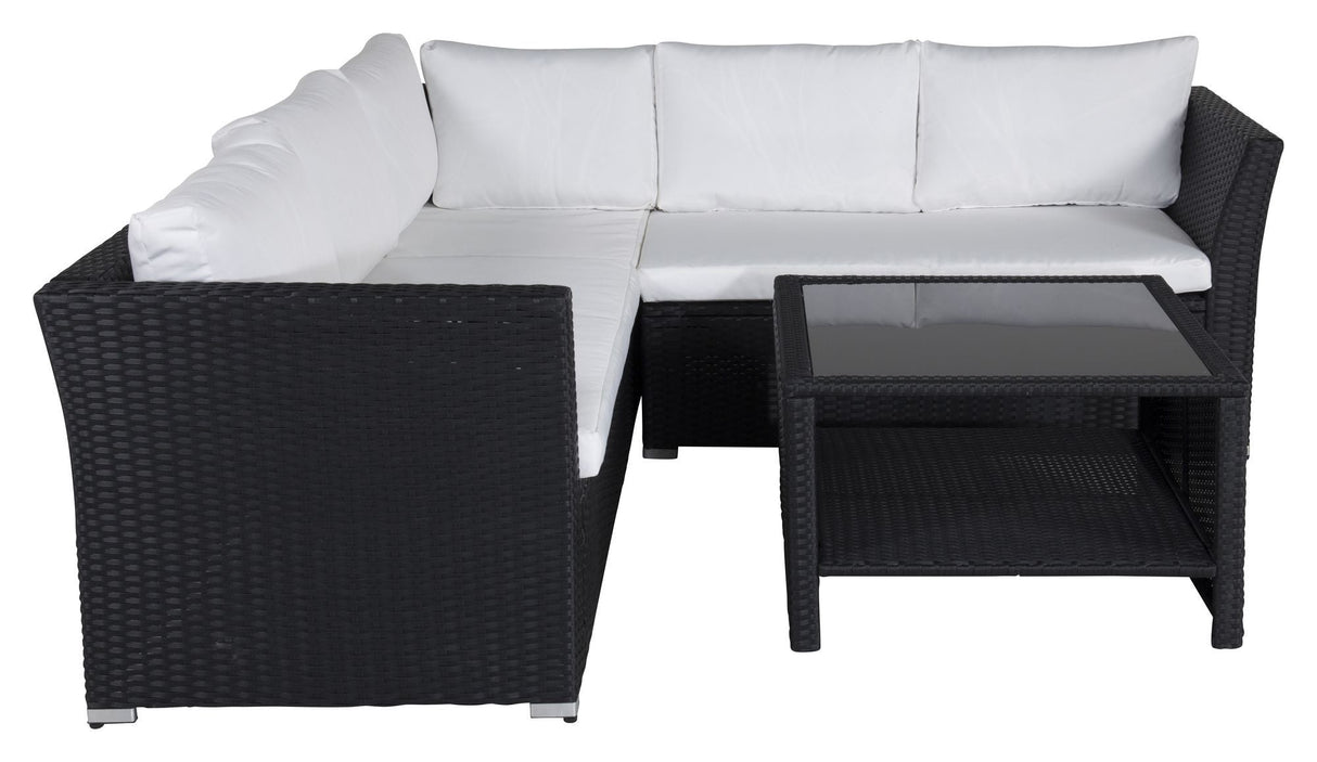 Haiti Lounge Set, Black Woven with White Cushions