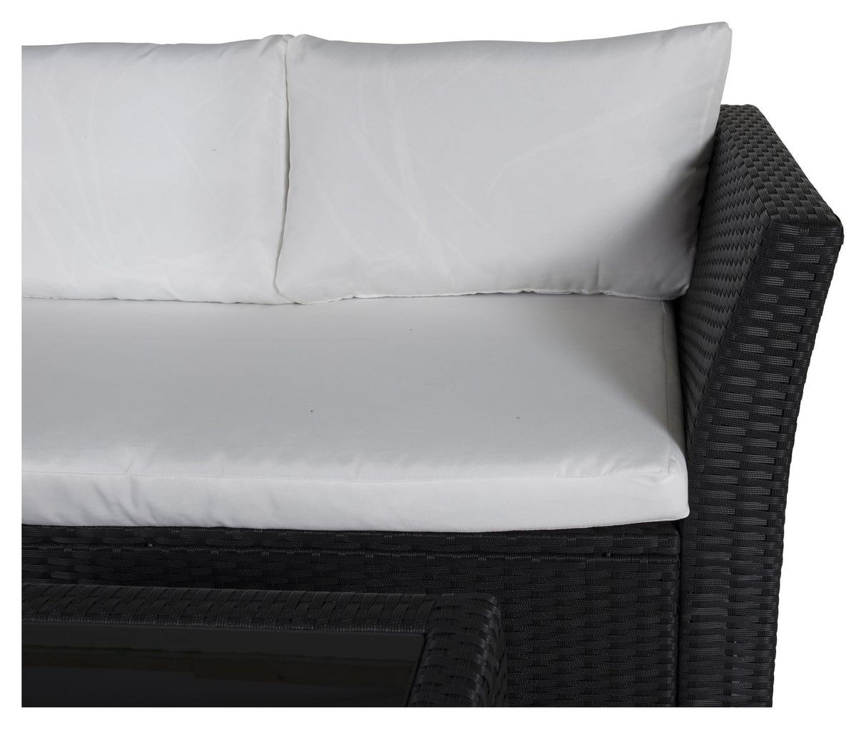 Haiti Lounge Set, Black Woven with White Cushions