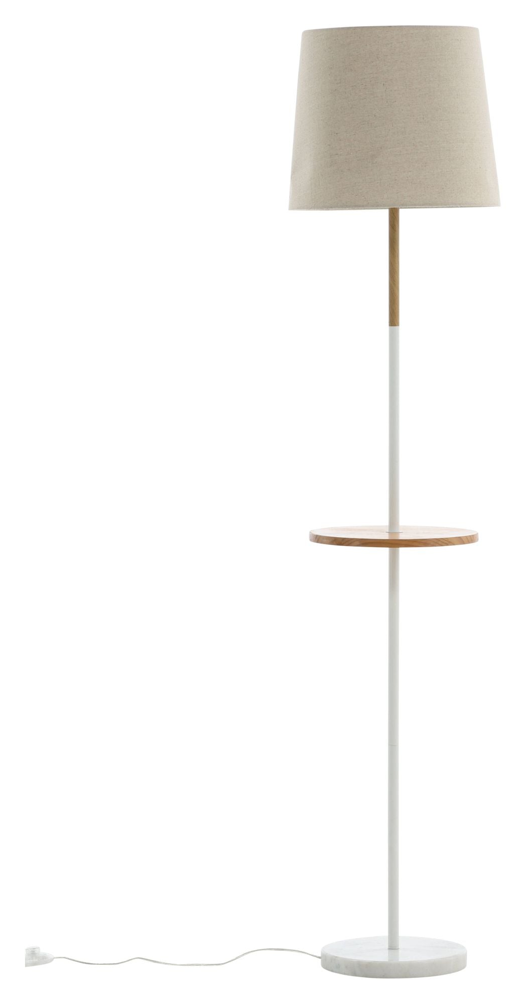 Hattman Floor Lamp, White/Marble/Linen