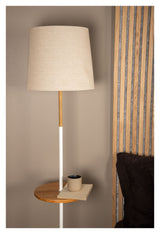 Hattman Floor Lamp, White/Marble/Linen