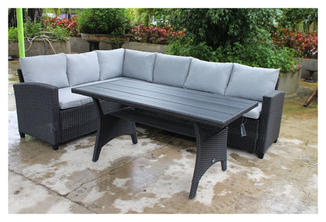 Venture Design Garden Set, Black Polyrattan with cushions