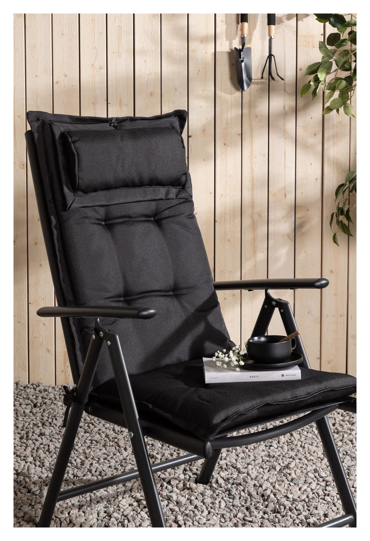 Cushion for 5-position garden chair with cushion - Black