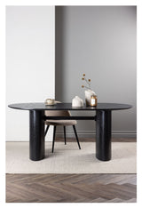 Isolde Dining Table, 180x90x75, Black, Black MDF