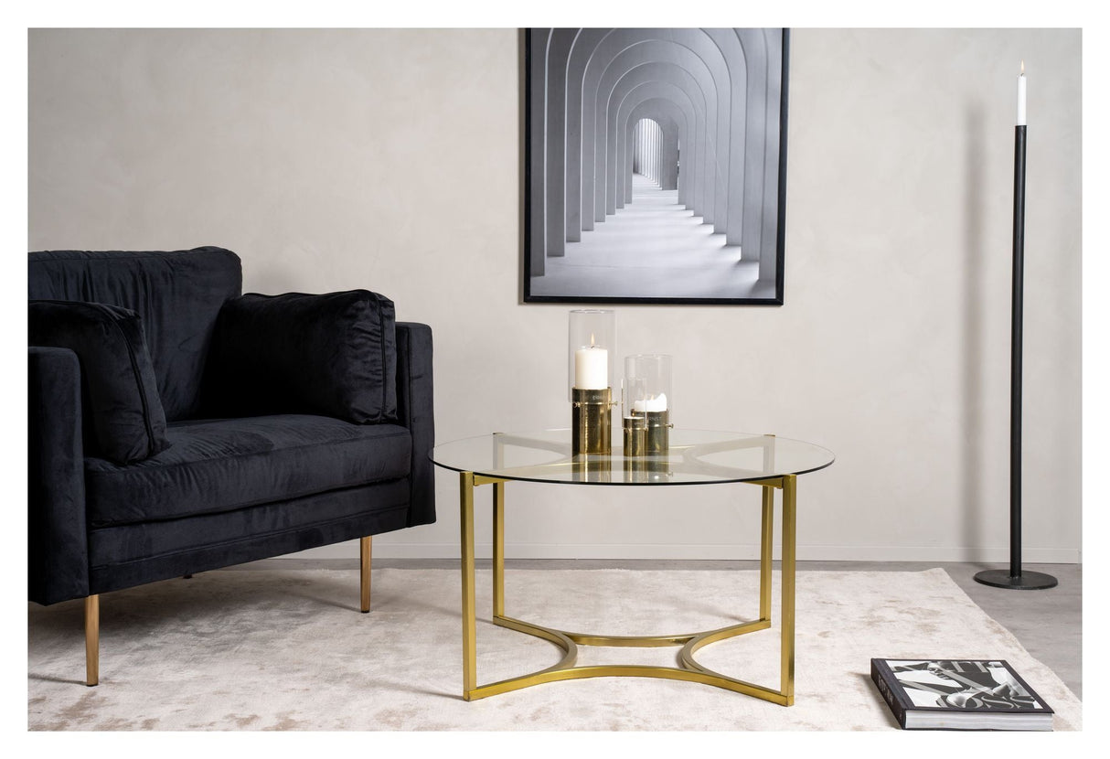 Kivik Coffee table - Glass/Metal w. brass, Ø90