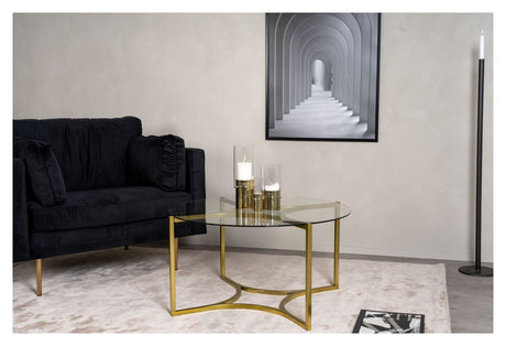 Kivik Coffee table - Glass/Metal w. brass, Ø90