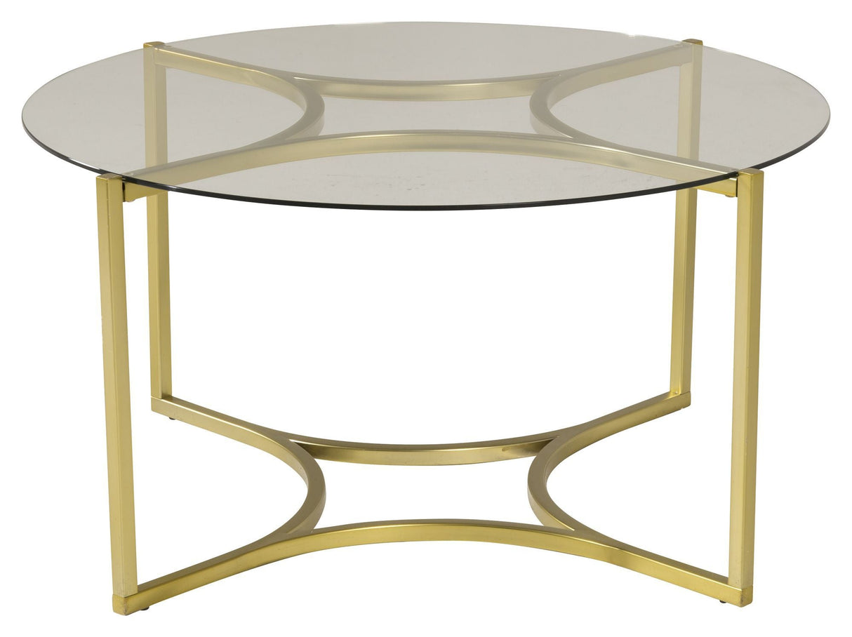 Kivik Coffee table - Glass/Metal w. brass, Ø90