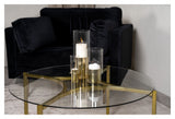 Kivik Coffee table - Glass/Metal w. brass, Ø90