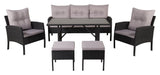 Knock Lounge Set, Black Woven w. gray cushions