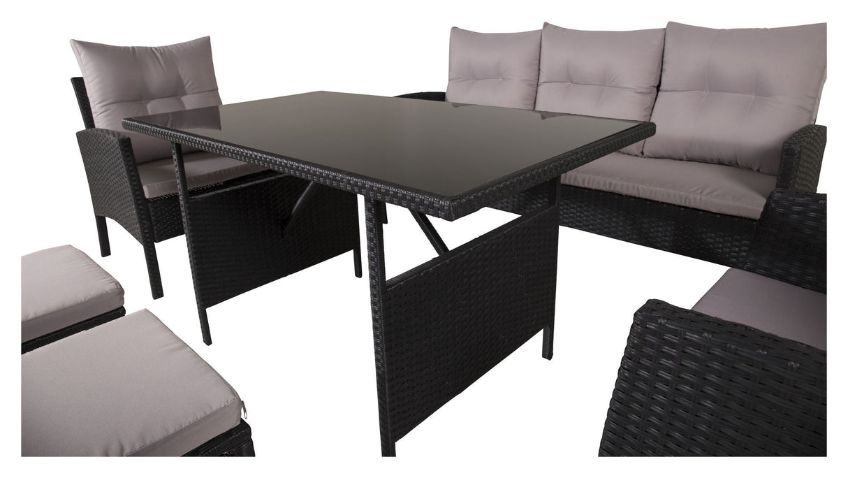 Knock Lounge Set, Black Woven w. gray cushions