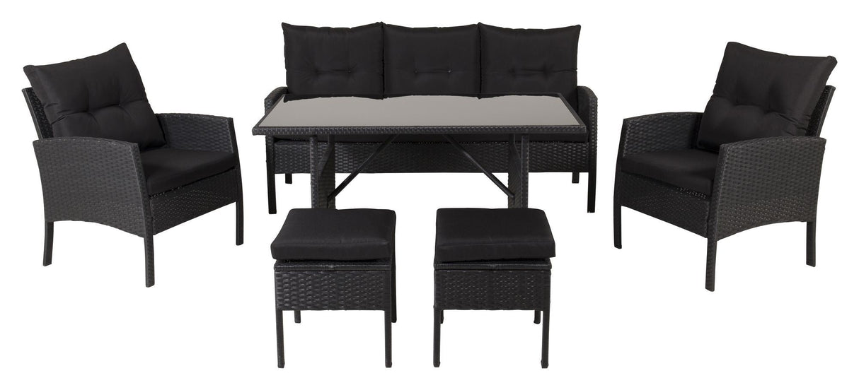 Knock Lounge Set, Black Woven with Black Cushions