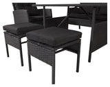 Knock Lounge Set, Black Woven with Black Cushions