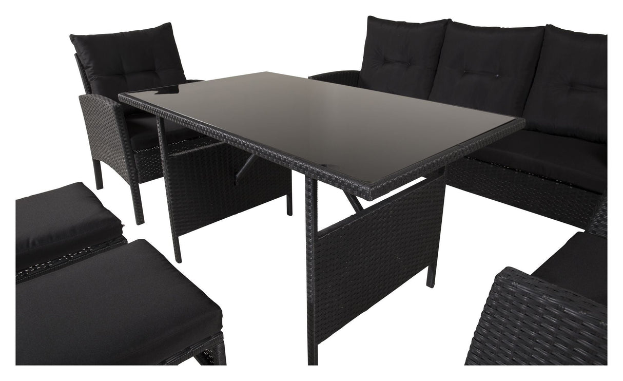 Knock Lounge Set, Black Woven with Black Cushions