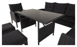 Knock Lounge Set, Black Woven with Black Cushions