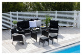 Knock Lounge Set, Black Woven with Black Cushions