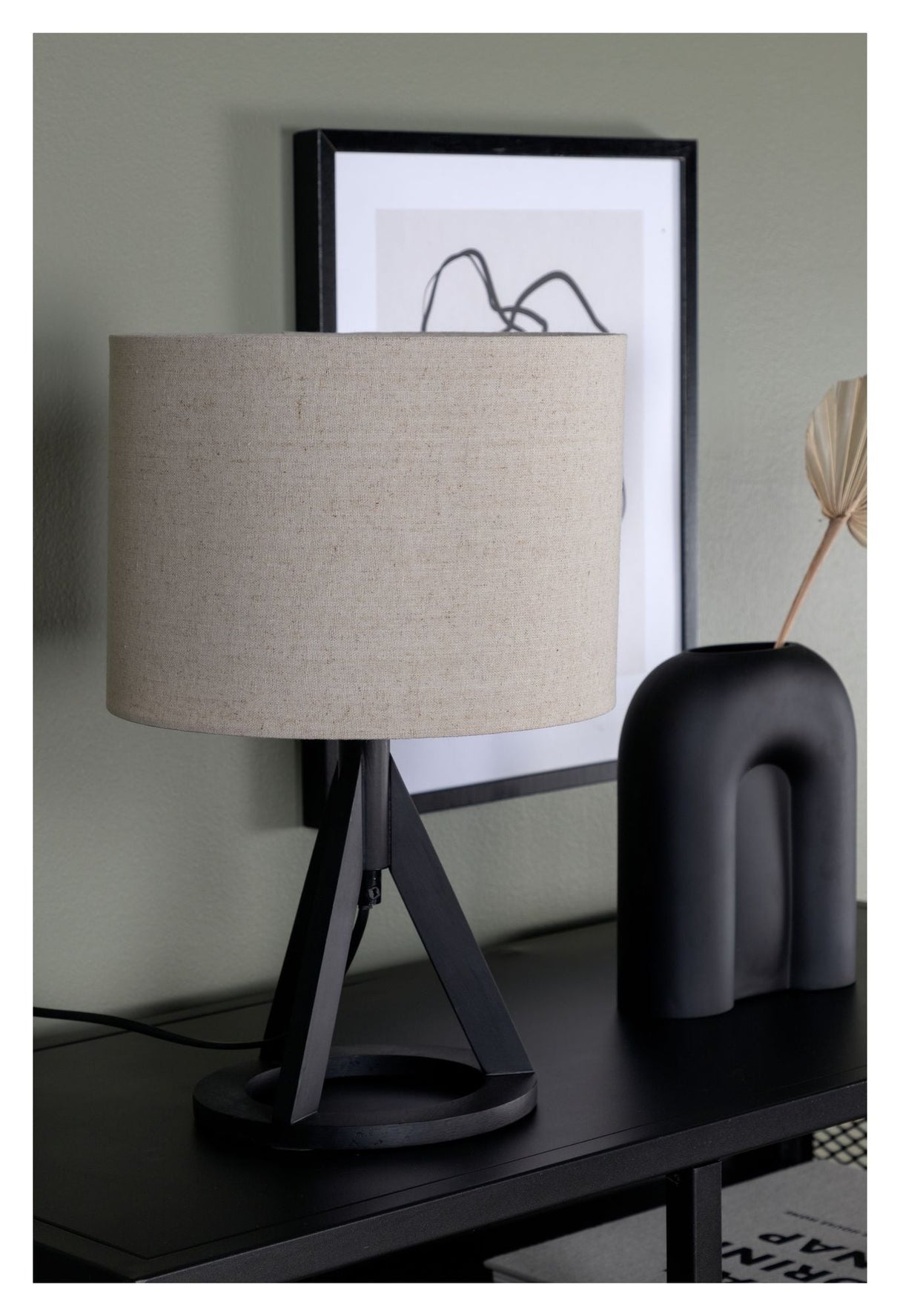 Kona Table lamp, black/linen