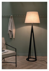 Kona Floor Lamp, Black/Linen