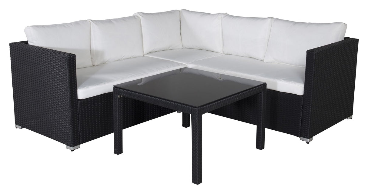 Kuba Lounge set, Black cord with white cushions