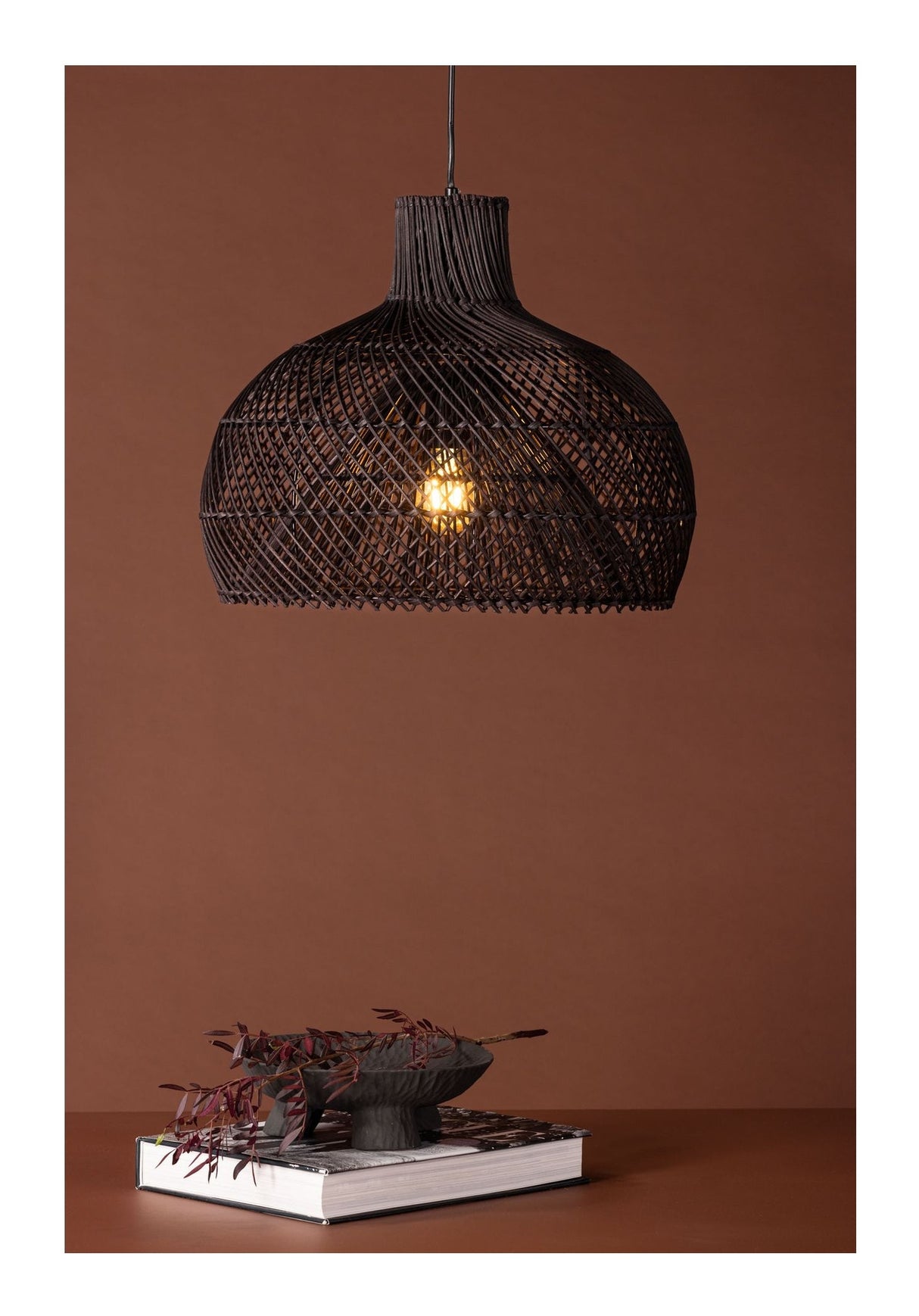 Laroche Pendant, Rattan, Black