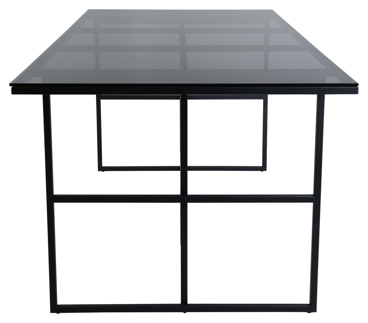 Leif Dining table, 200x90, Smoked glass/Black