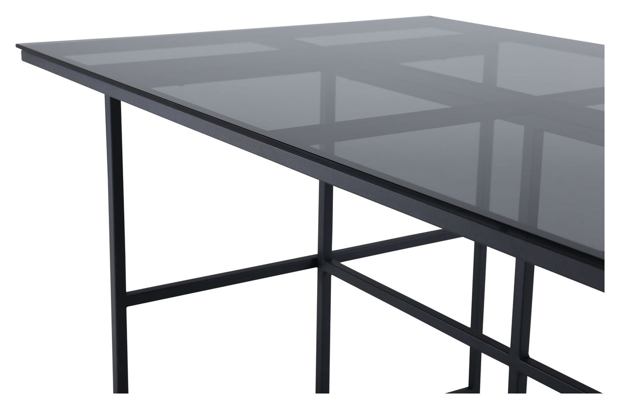 Leif Dining table, 200x90, Smoked glass/Black