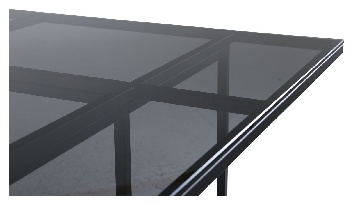 Leif Dining table, 200x90, Smoked glass/Black