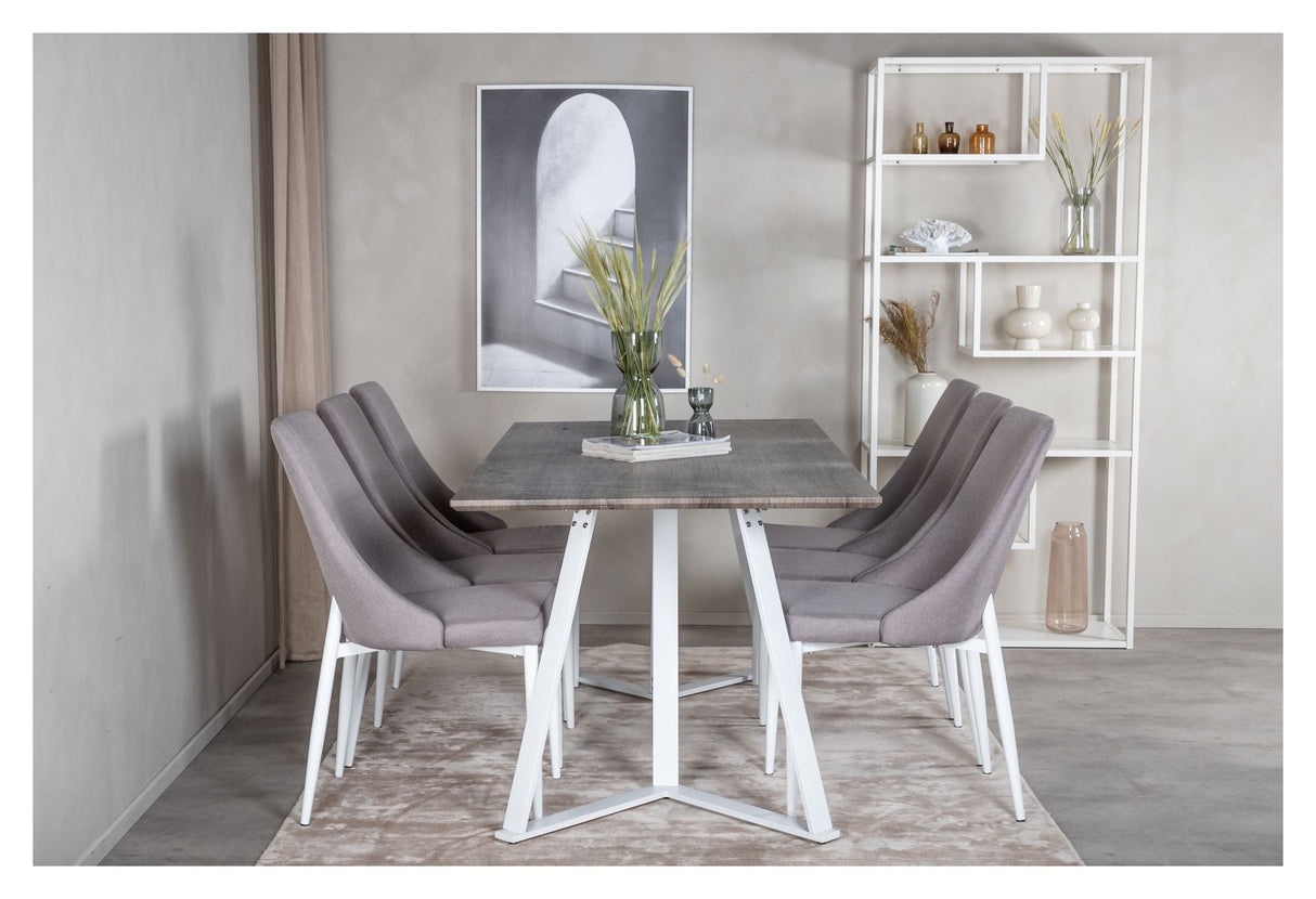 Leone Dining chair, Gray, White metal legs