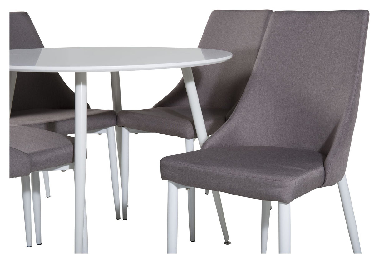 Leone Dining chair, Gray, White metal legs