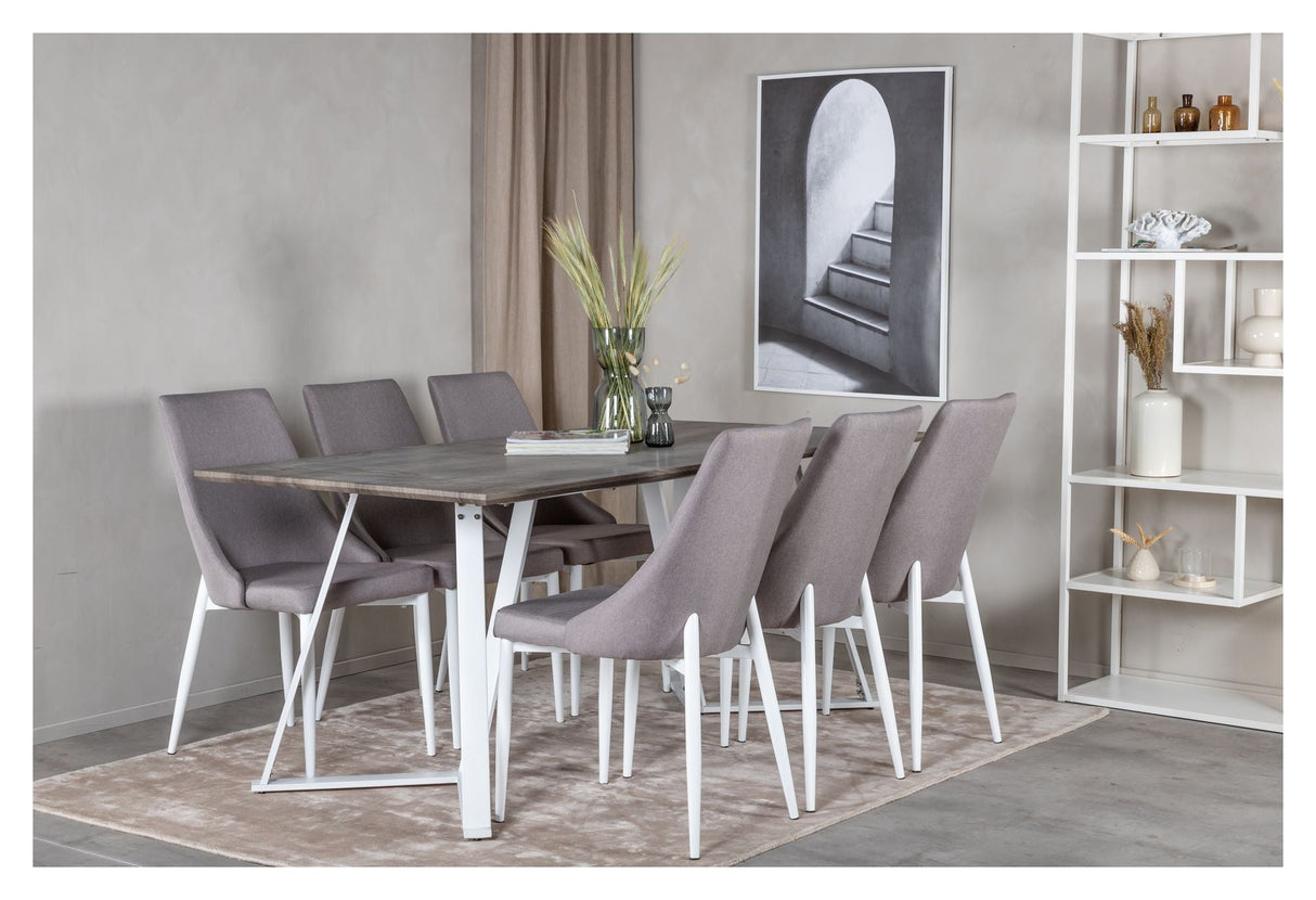 Leone Dining chair, Gray, White metal legs