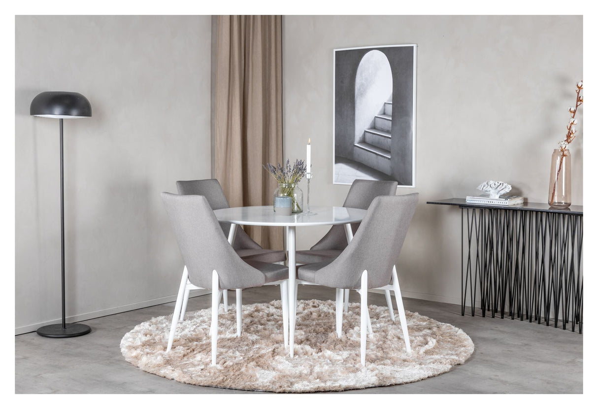 Leone Dining chair, Gray, White metal legs