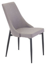 Leone Dining Chair, Gray, Black Metal Legs