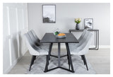 Leone Dining Chair, Gray, Black Metal Legs