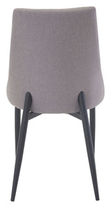 Leone Dining Chair, Gray, Black Metal Legs