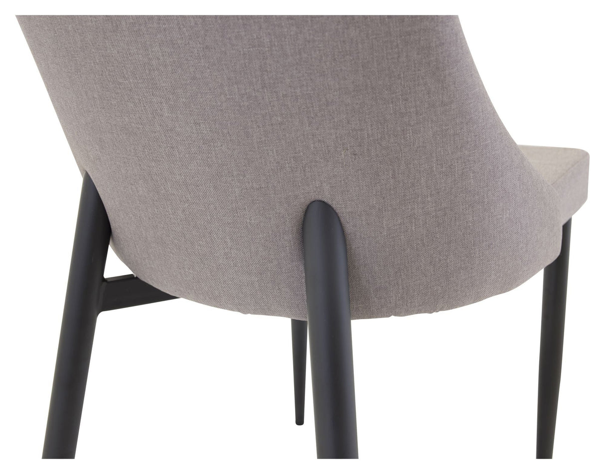 Leone Dining Chair, Gray, Black Metal Legs