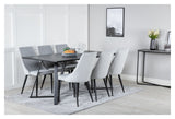 Leone Dining Chair, Gray, Black Metal Legs