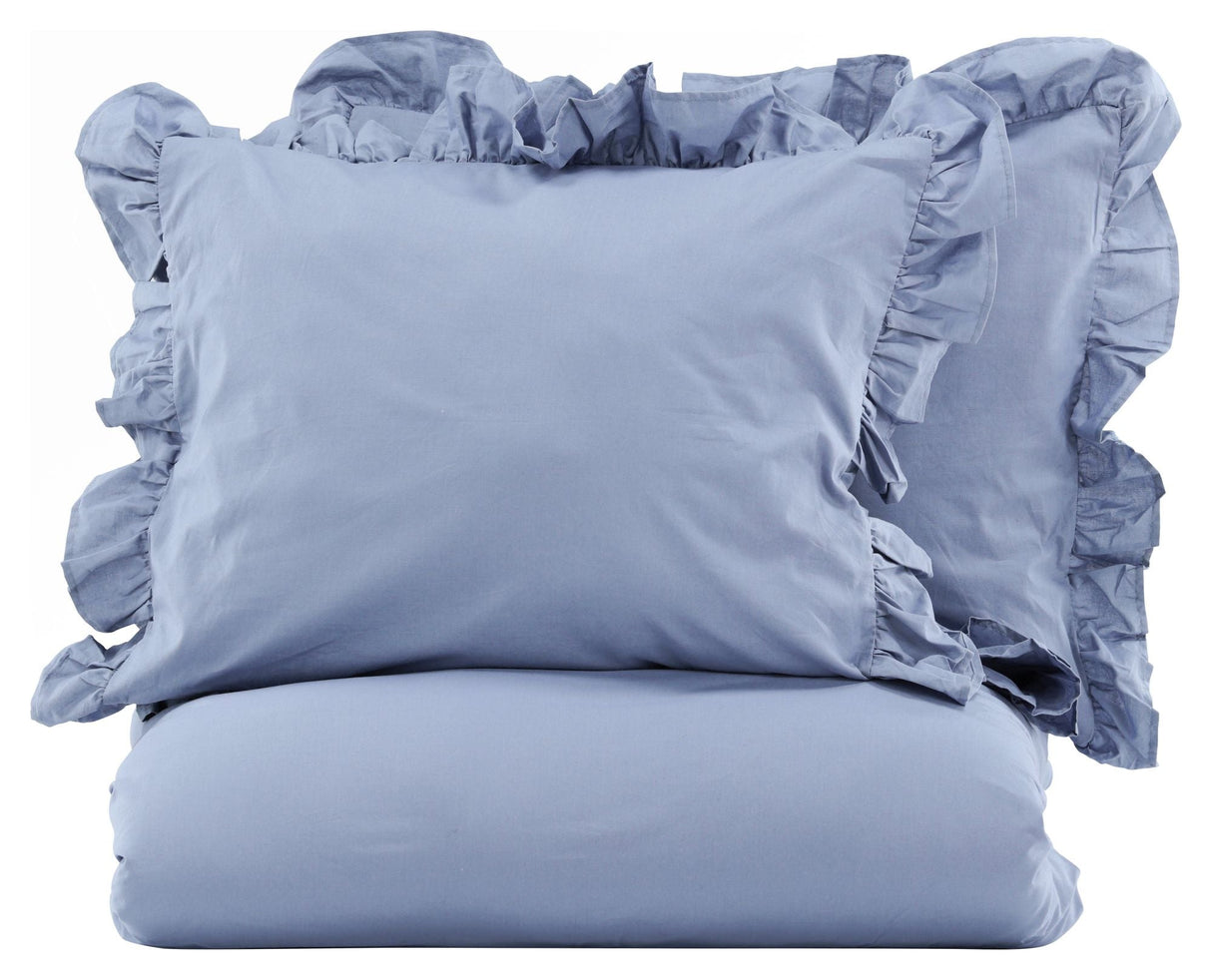 Levi Bedding with ruffle 240x220 - Blue