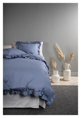 Levi Bedding with ruffle 240x220 - Blue