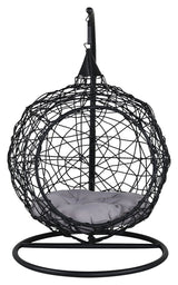 Lexi Hanging Chair, Black w. Gray Cushion