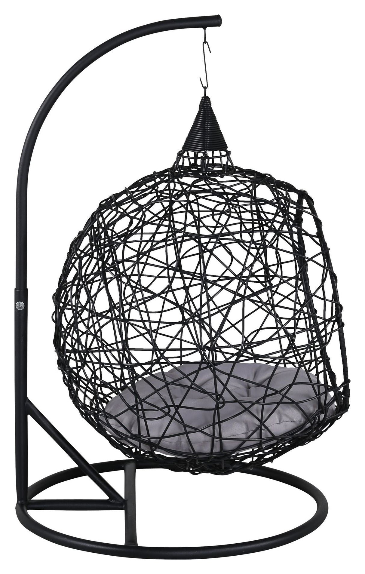 Lexi Hanging Chair, Black w. Gray Cushion