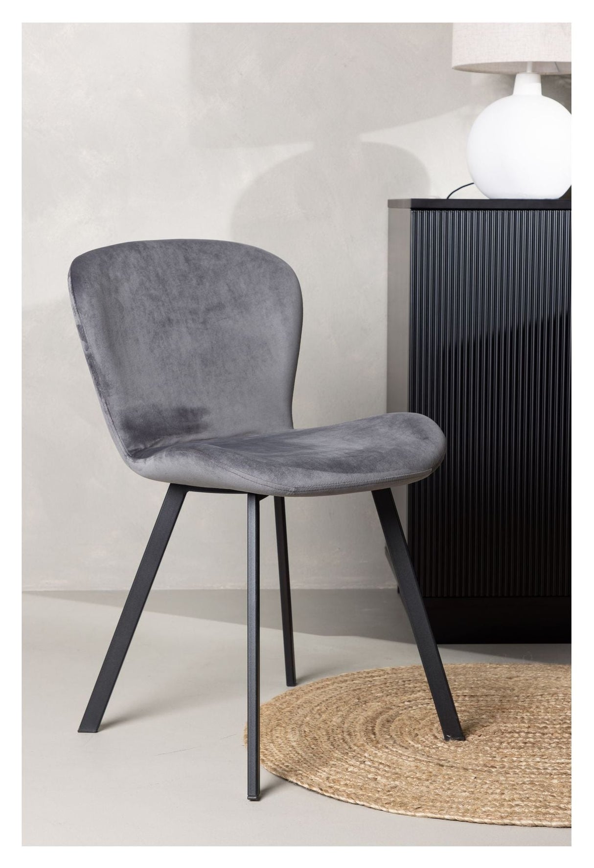 Lilja Dining Chair, Black, Dark Gray Fabric