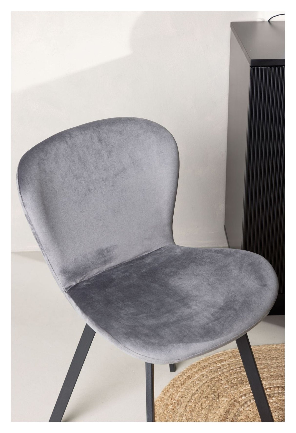 Lilja Dining Chair, Black, Dark Gray Fabric